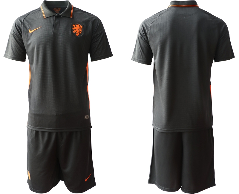 Men 2021 European Cup Netherlands away black Soccer Jersey->netherlands(holland) jersey->Soccer Country Jersey